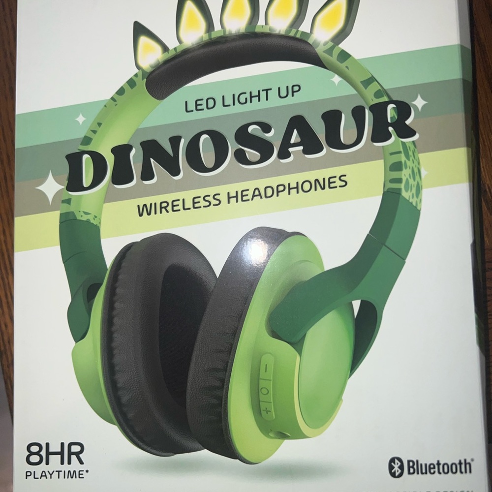 LED Light Up Dinosaur Wireless Headphones